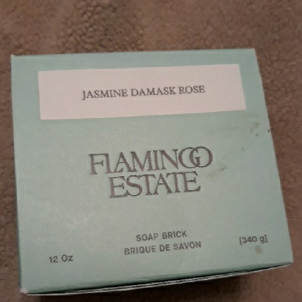 Flamingo Estate Jasmine Damask Rose Soap Brick - Mint Green Box . New